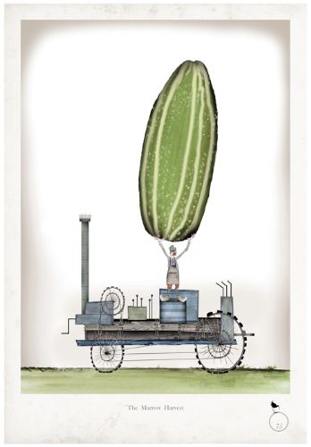 Marrow - Whimsical Kitchen Vegetable Print by Tony Fernandes